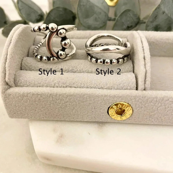 925 Sterling Silver Chunky Beaded Ring Large Bold Statement Ring - Picture 3 of 4